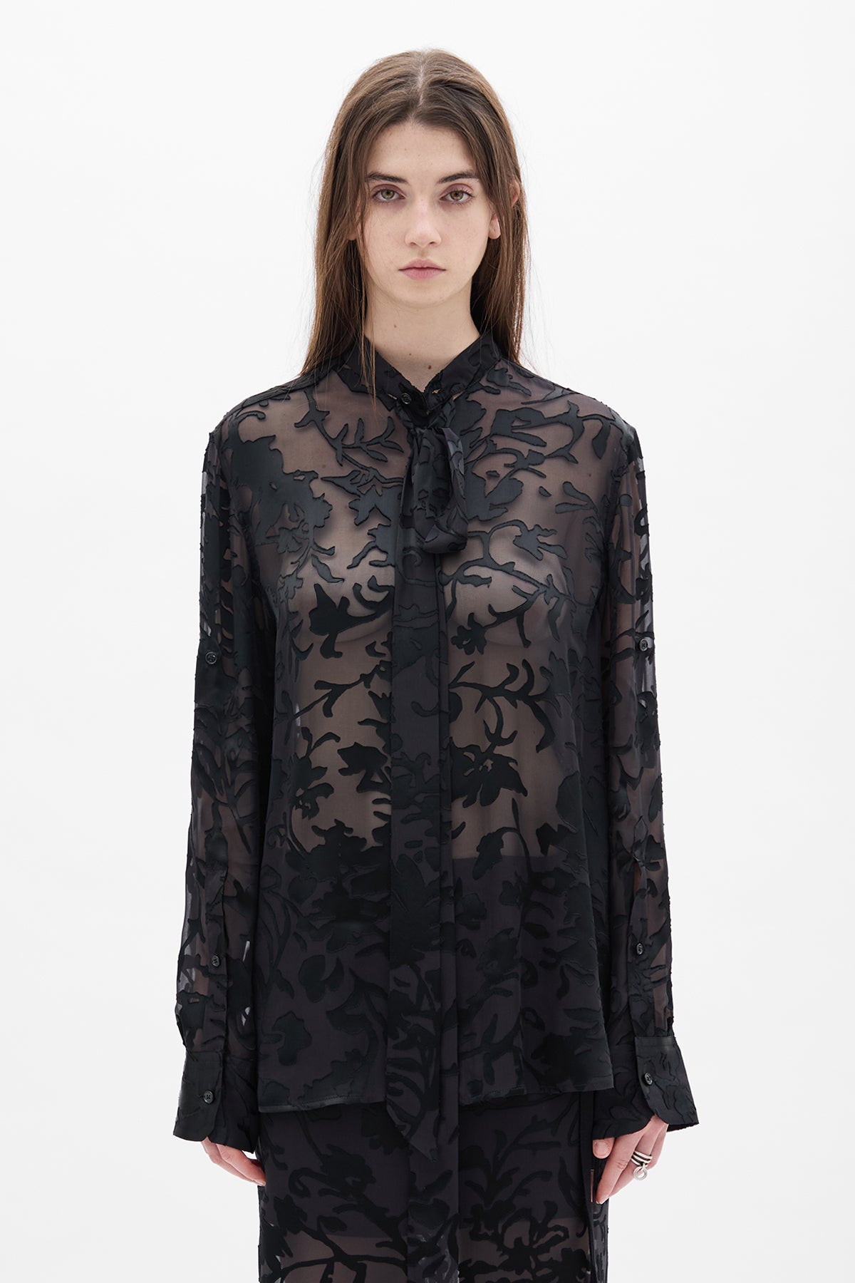 Dien Standard Collar Long Shirt with Foulard – Ann Demeulemeester