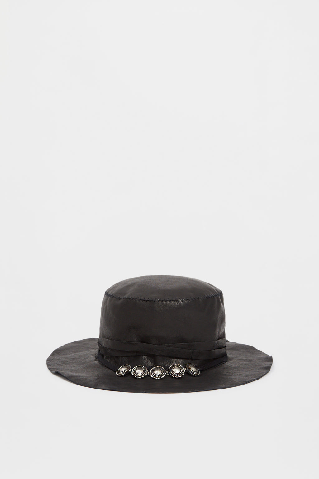 Aril Small Leather Hat With Studs