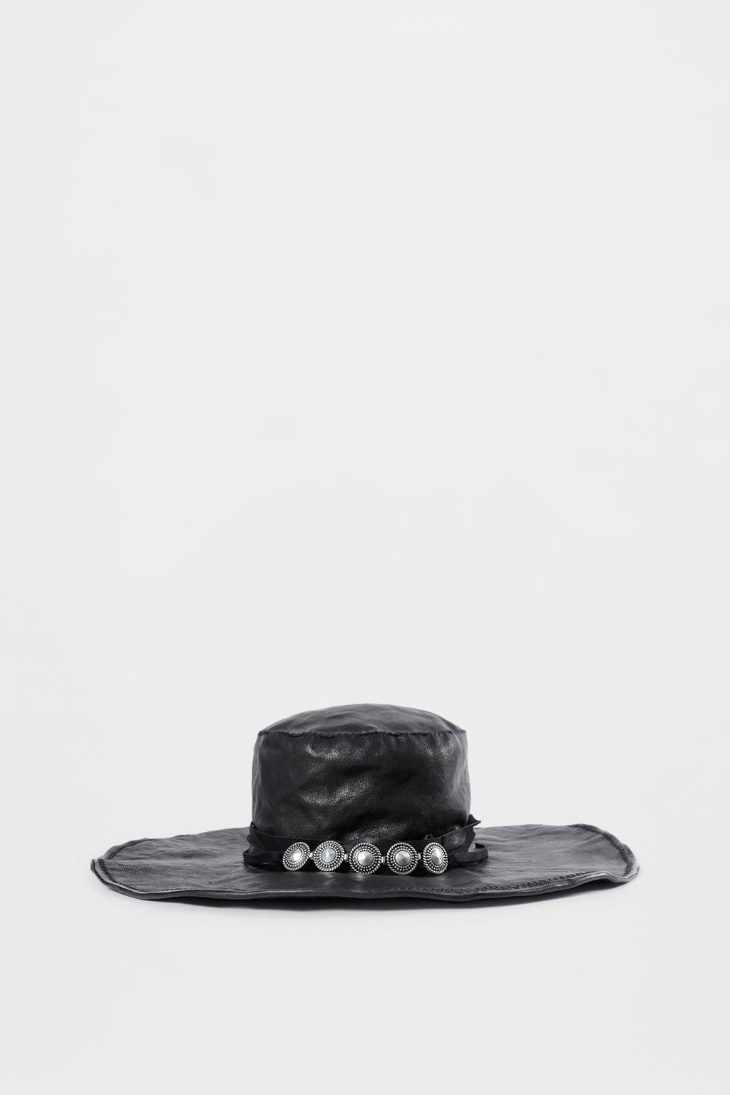 Tias Large Leather Hat With Studs