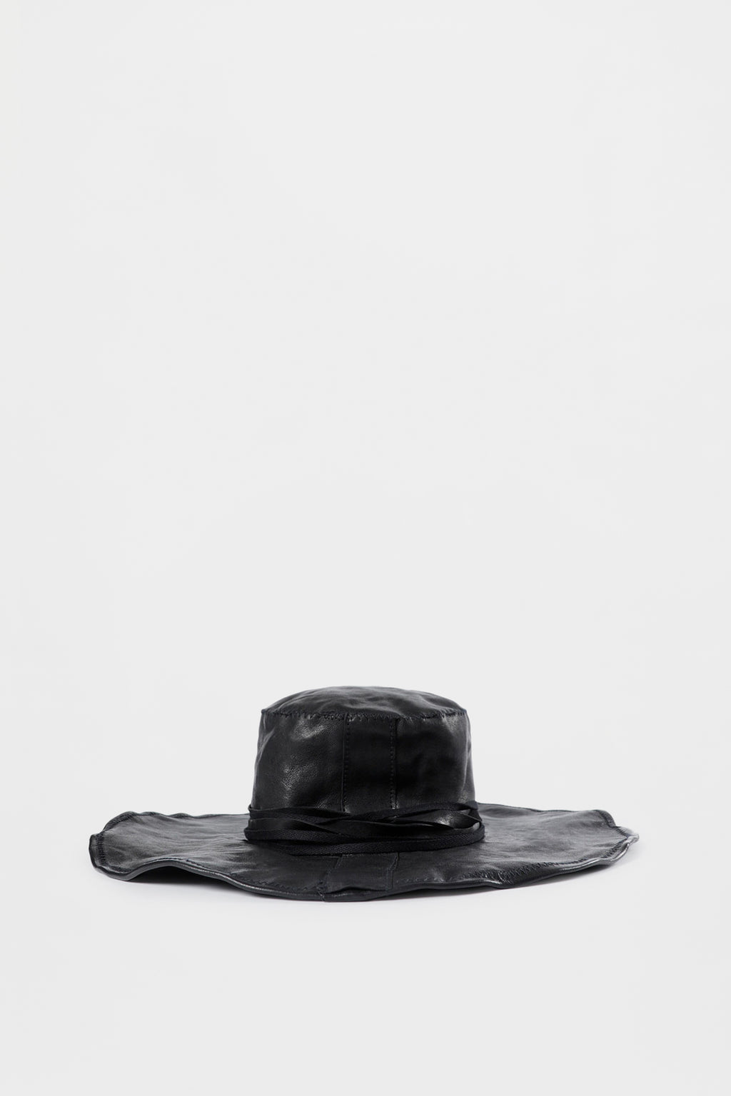 Tias Large Leather Hat With Studs