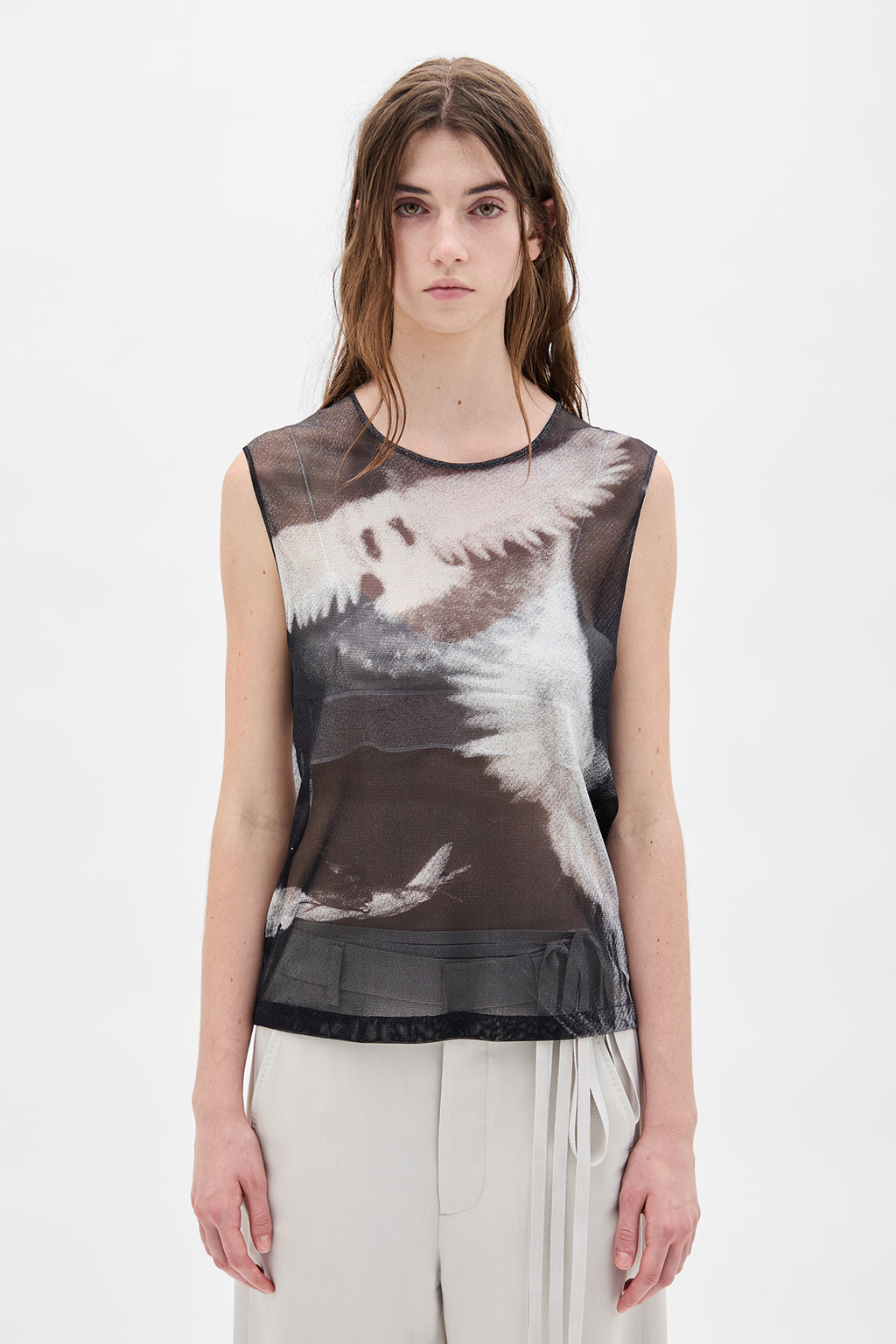 Doves Printed Tulle Top