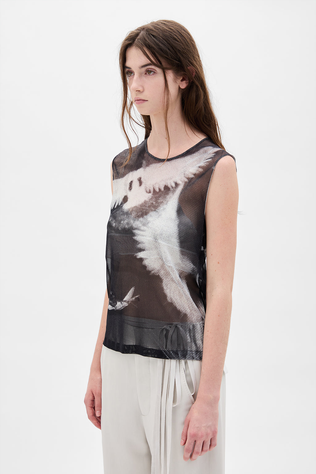 Doves Printed Tulle Top