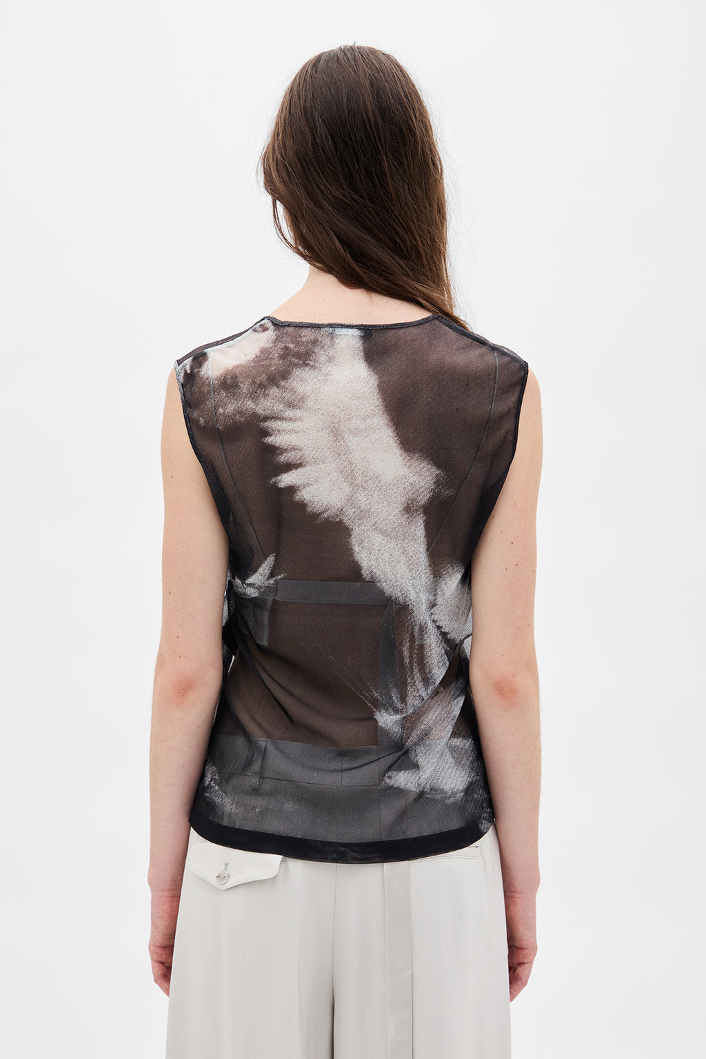 Doves Printed Tulle Top