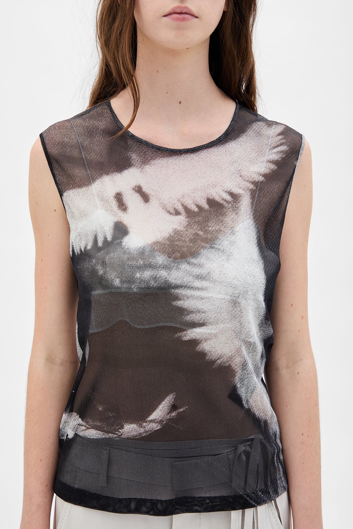 Doves Printed Tulle Top