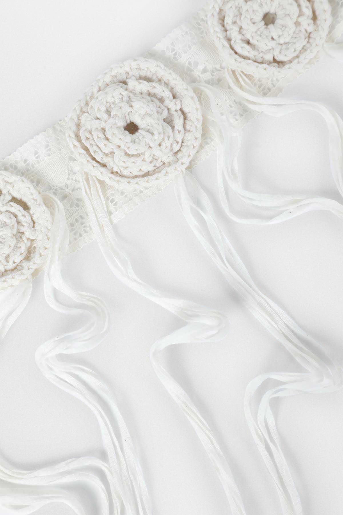 Feathered Knit Headband with Crochet Roses – Ann Demeulemeester