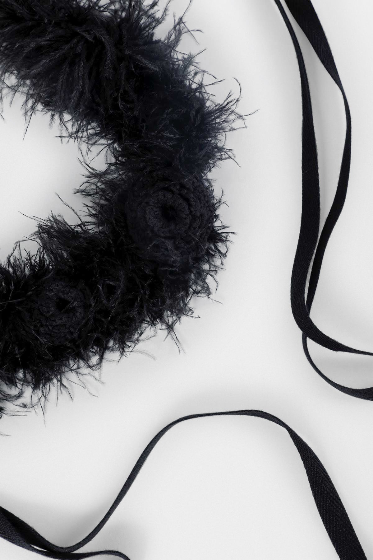 Feathered Knit Headband with Crochet Roses – Ann Demeulemeester