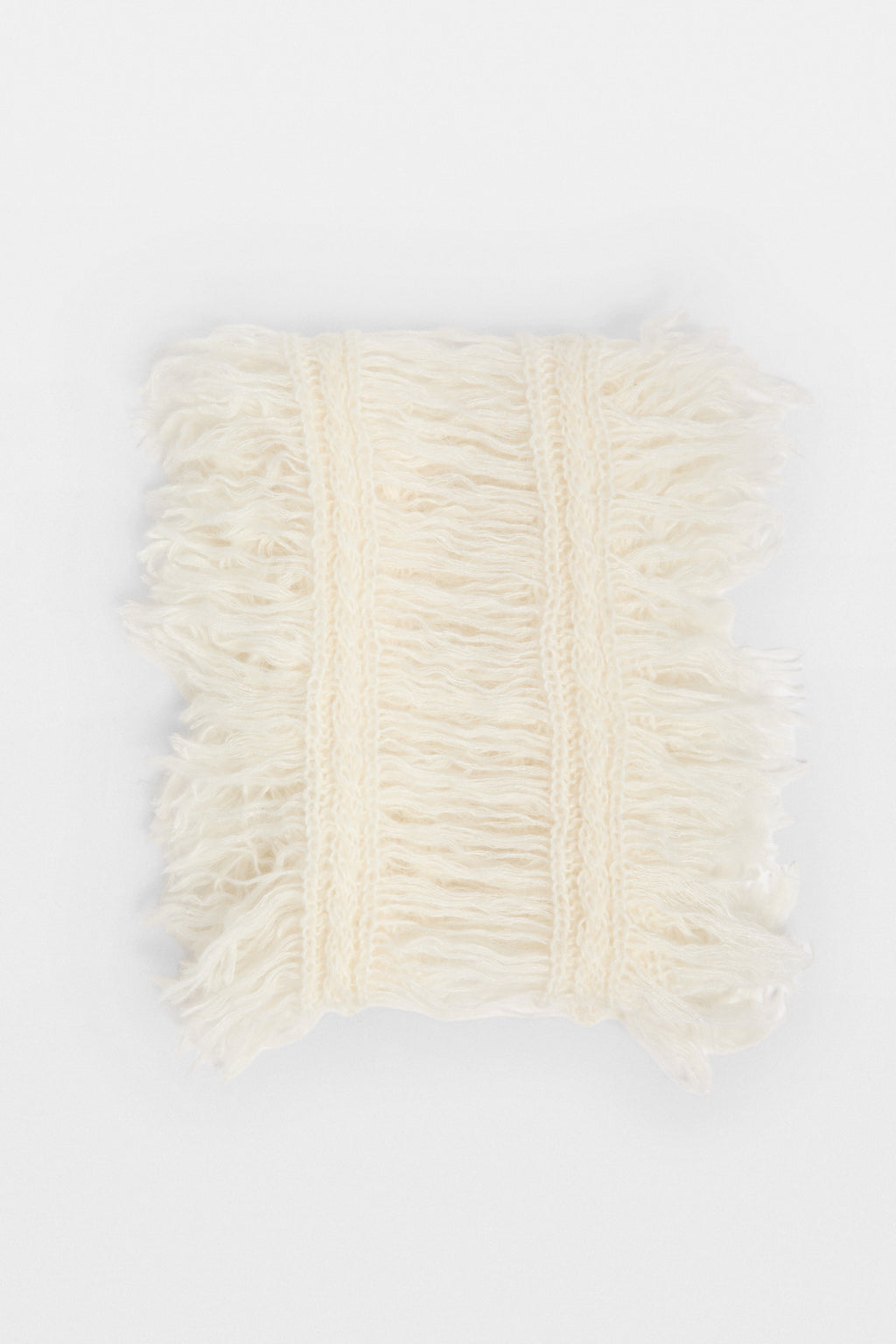 Drina Cable Knit Ladder Stitch Fringed Scarf