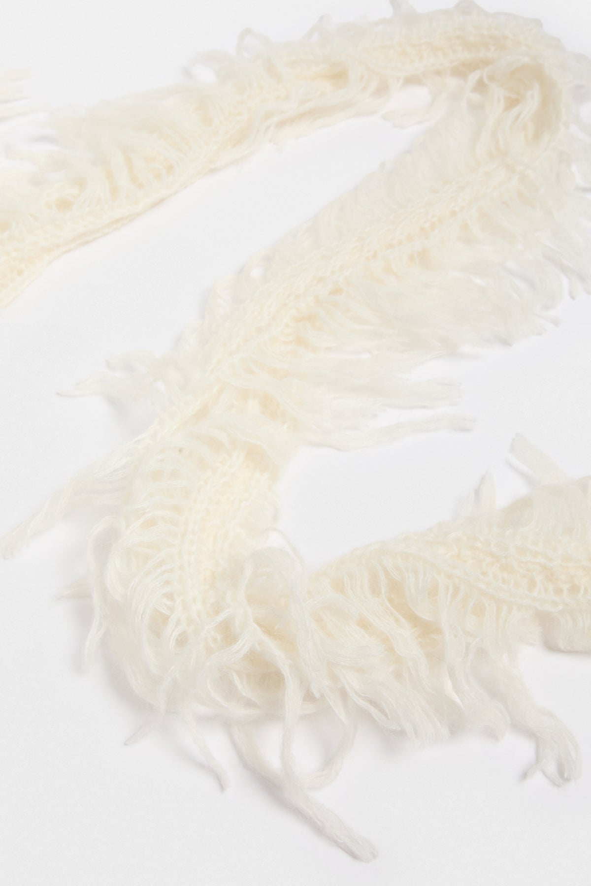 Drina Cable Knit Ladder Stitch Fringed Scarf
