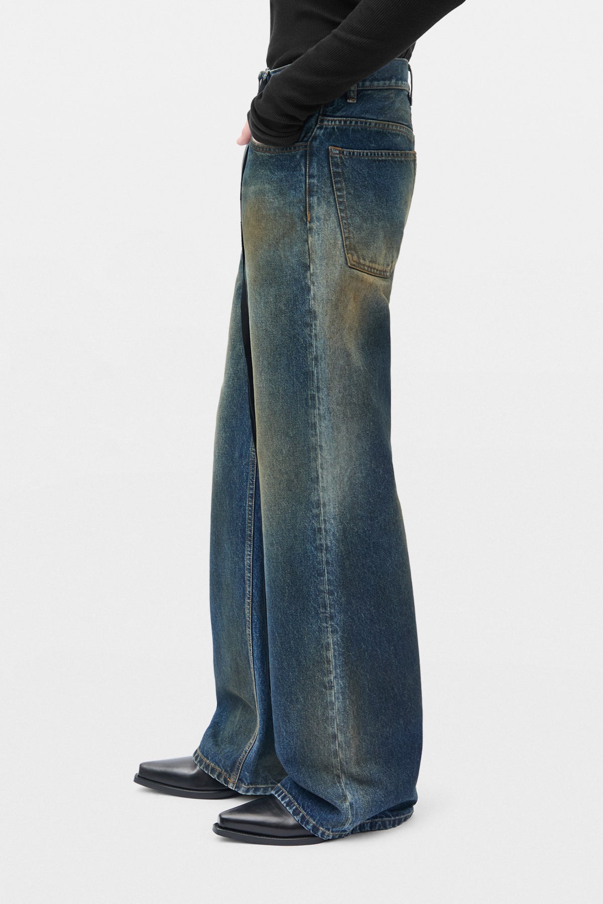 Pantalon évasé décontracté à 5 poches modeste 