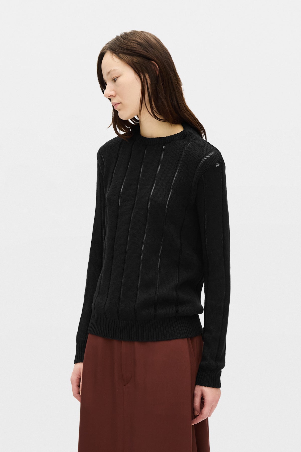 Pull à dos ouvert en maille côtelée Nese 