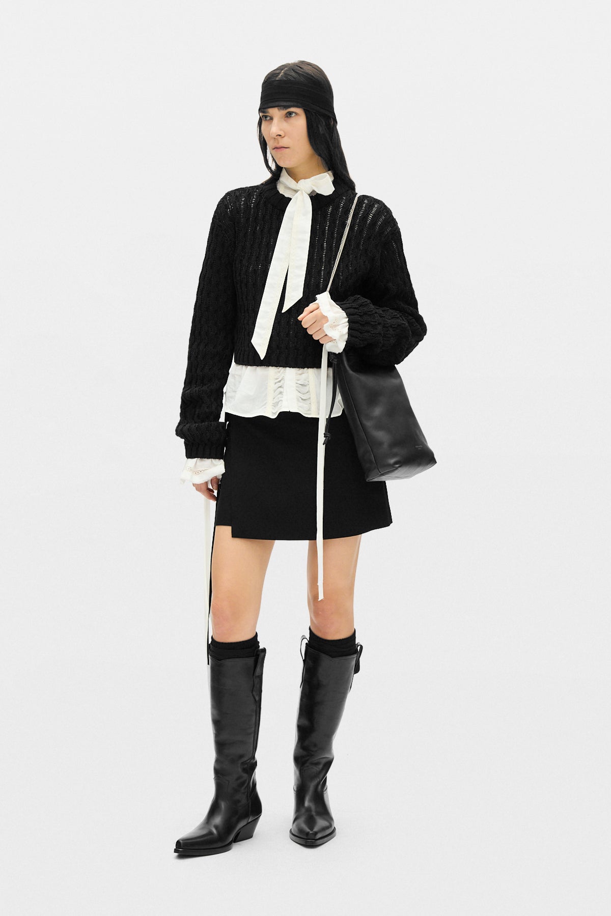 Reza Twisted Rib Cropped Crew Neck Sweater