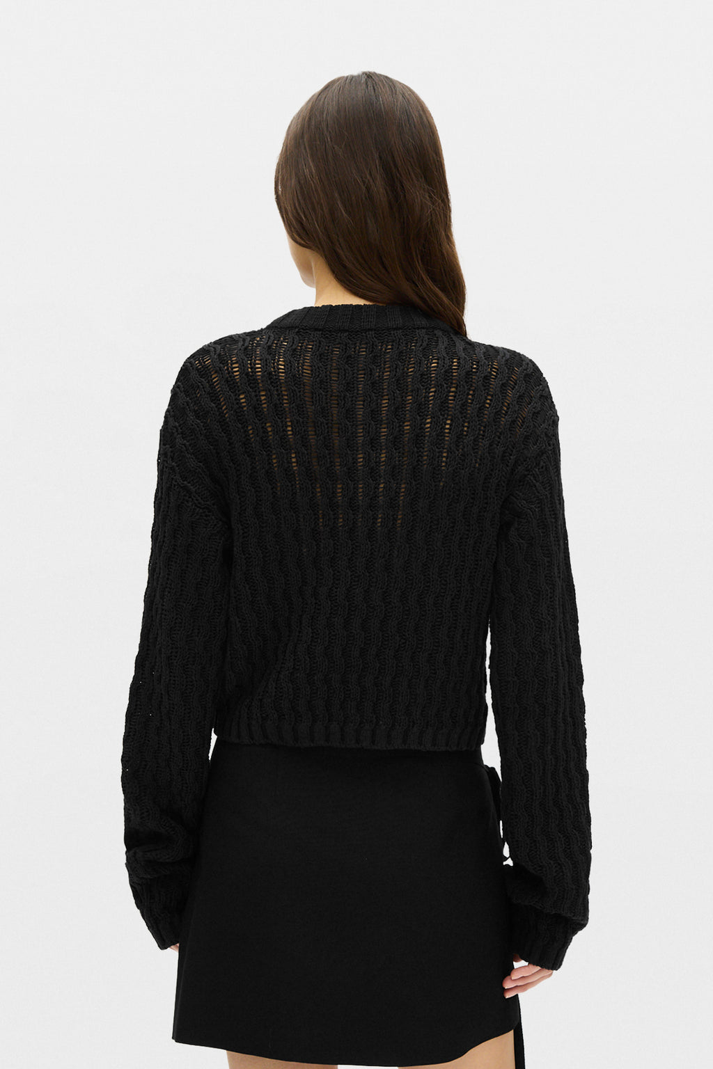 Reza Twisted Rib Cropped Crew Neck Sweater