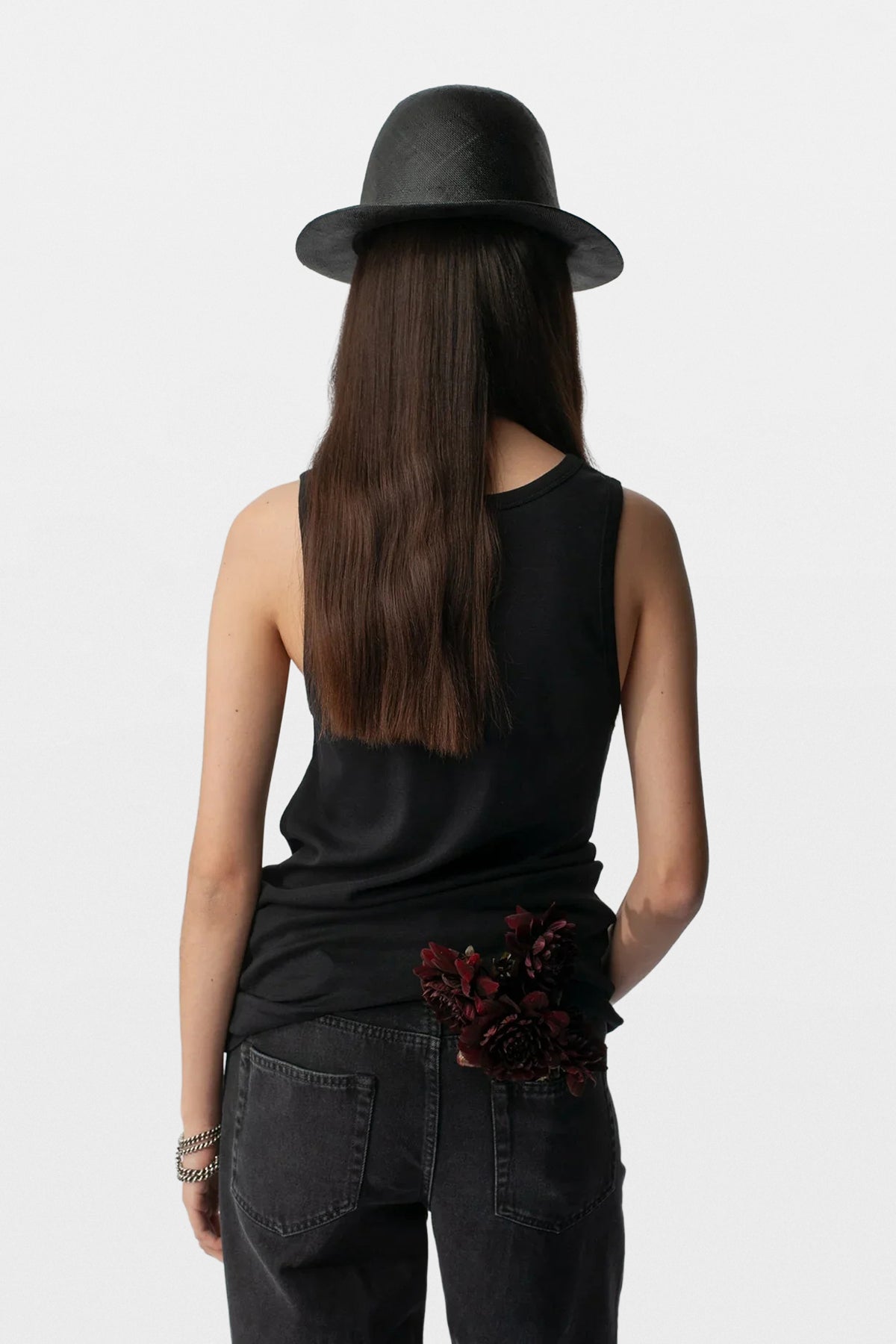 p*様 ANN DEMEULEMEESTER ブラックタンクトップ Seva Tank Top – Ann Demeulemeester