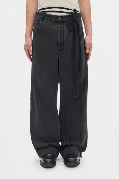 ANN DEMEULEMEESTER ブラックサルエルパンツ サイズ36 B0010308-FA039-070_1_31c96184-