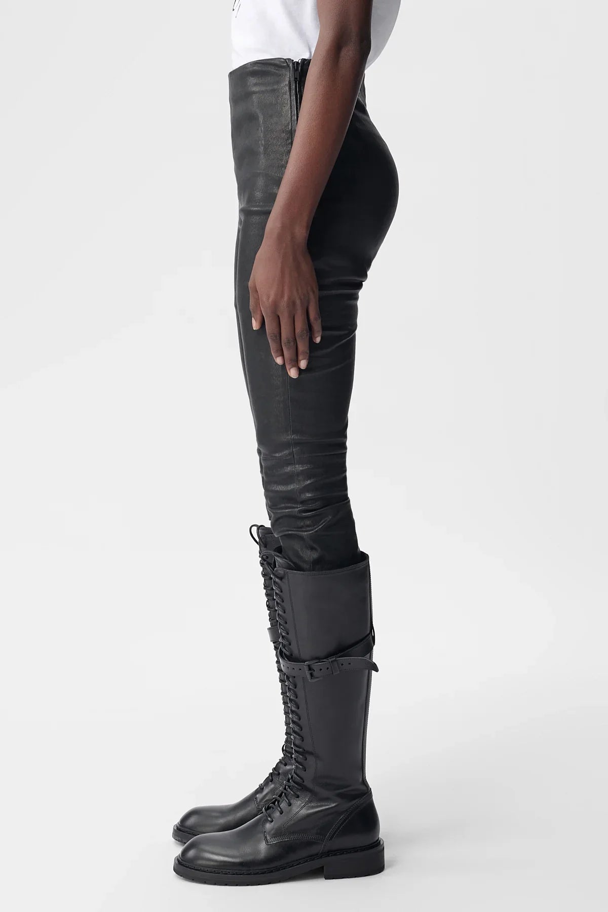 ANNDEMEULEMEESTER 【34】 羊革 綿 ストレッチ レギンス Florence Leather Legging – Ann Demeulemeester