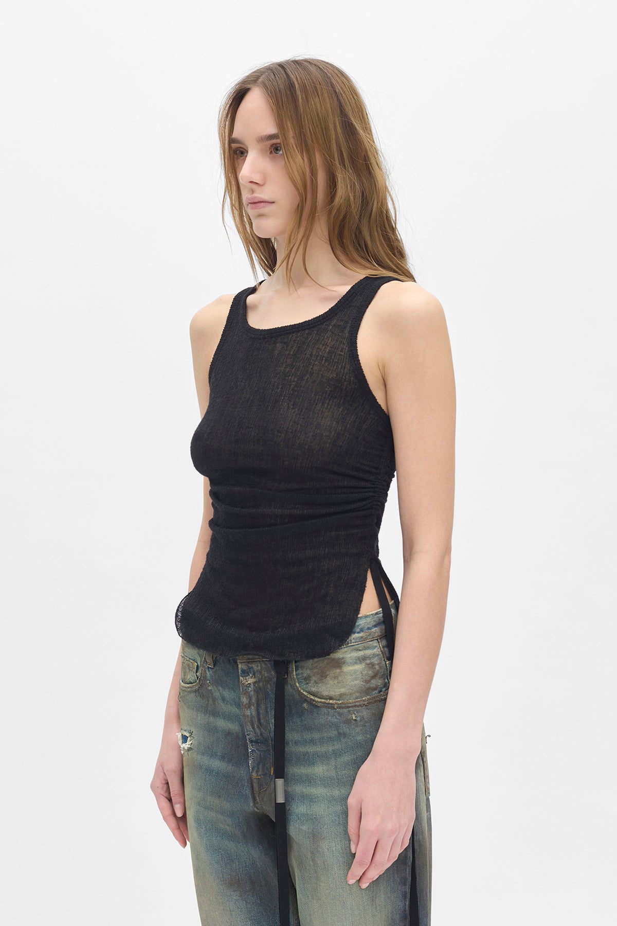 Mara Wrinkled Cropped Tank Top