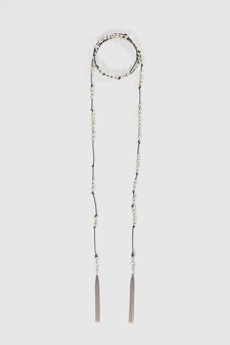 Elida X-Long Cord and silver Necklace