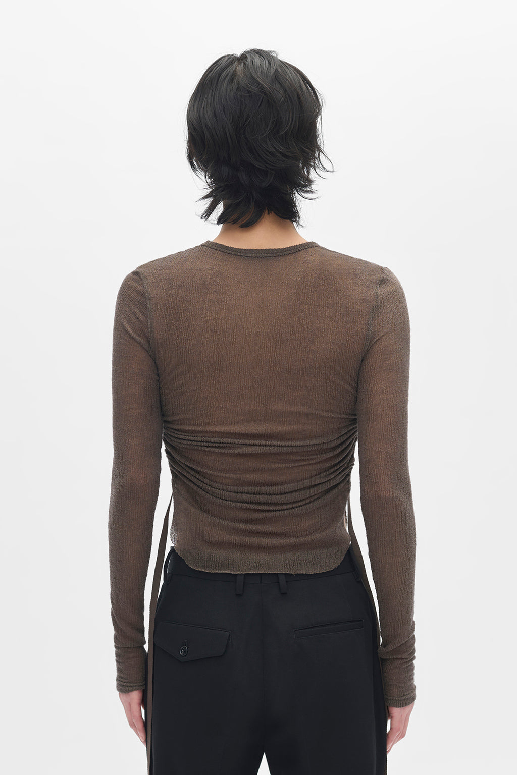 Brando Wrinkled Cropped Long Sleeve Top