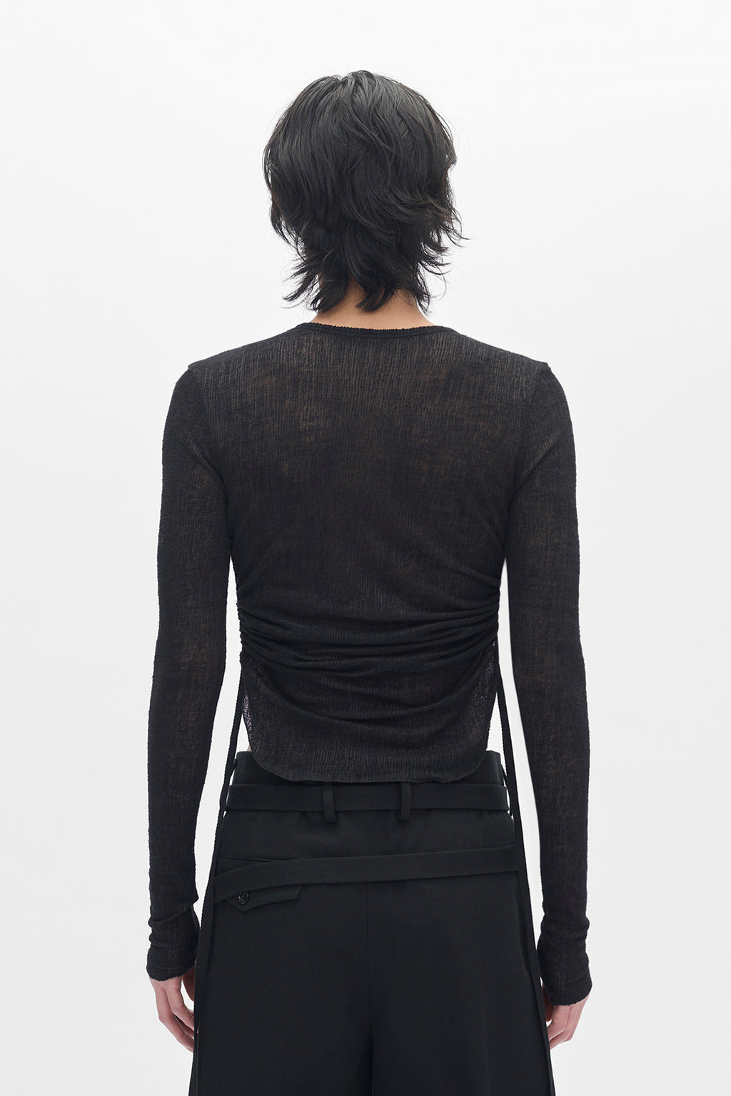 Brando Wrinkled Cropped Long Sleeve Top