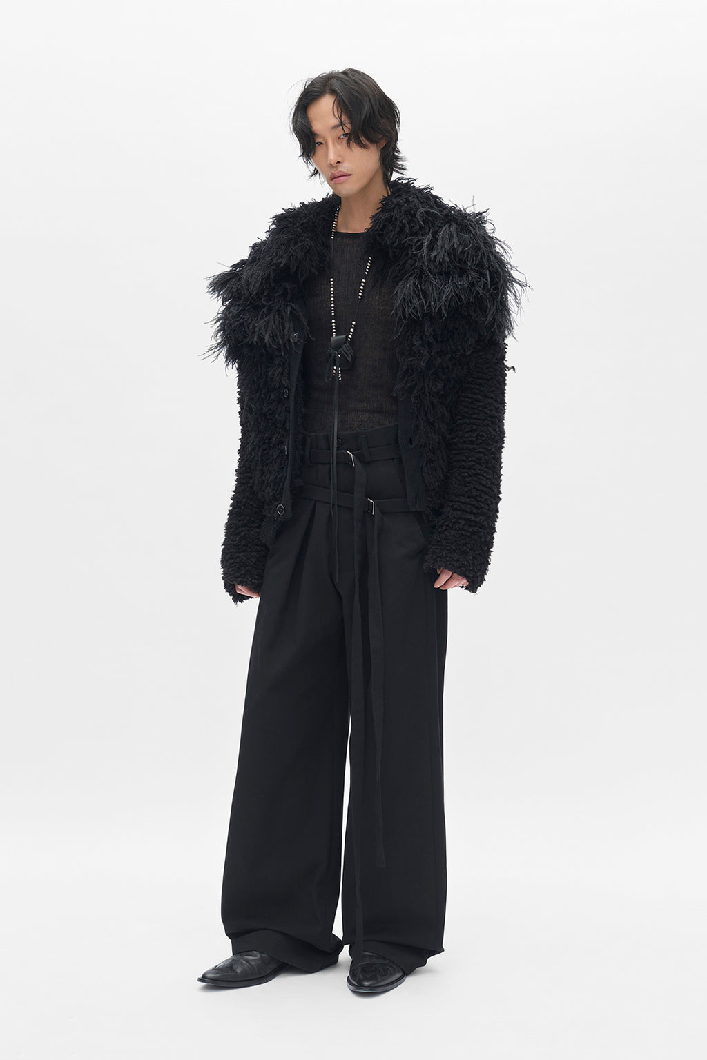 Brando Wrinkled Cropped Long Sleeve Top