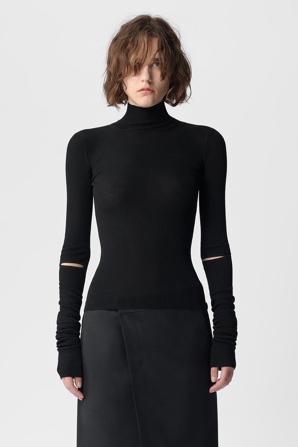 Olenka Cut-Out Turtleneck Sweater