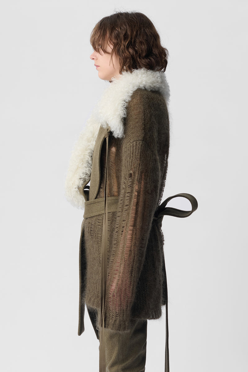 Manon Asymmetric Plastron With Fur Collar