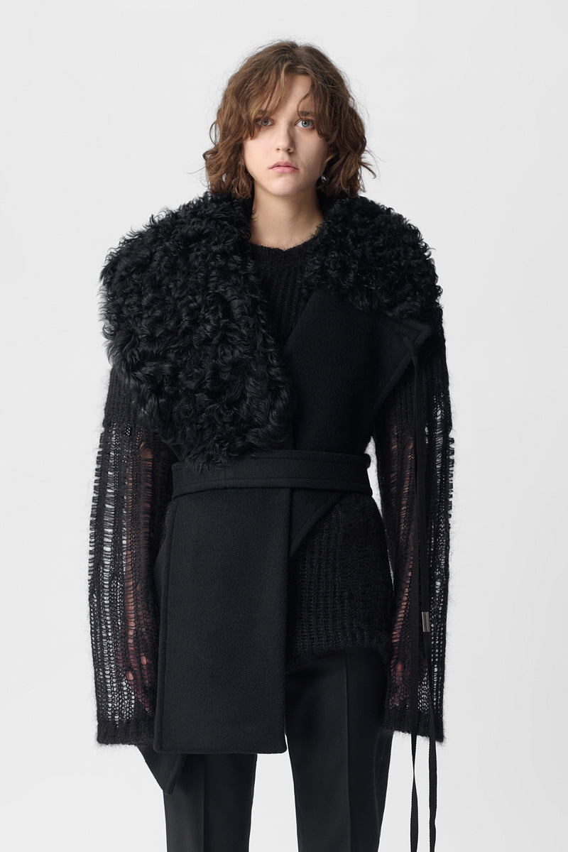 Manon Asymmetric Plastron With Fur Collar