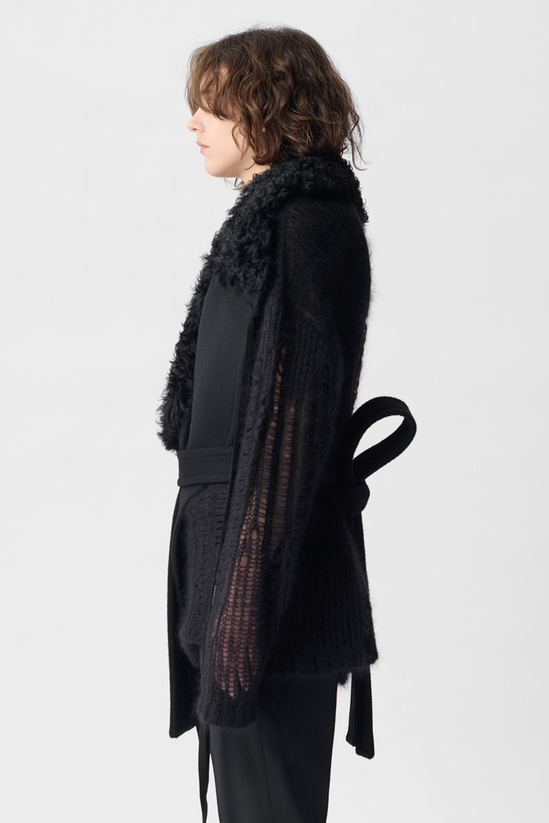 Manon Asymmetric Plastron With Fur Collar