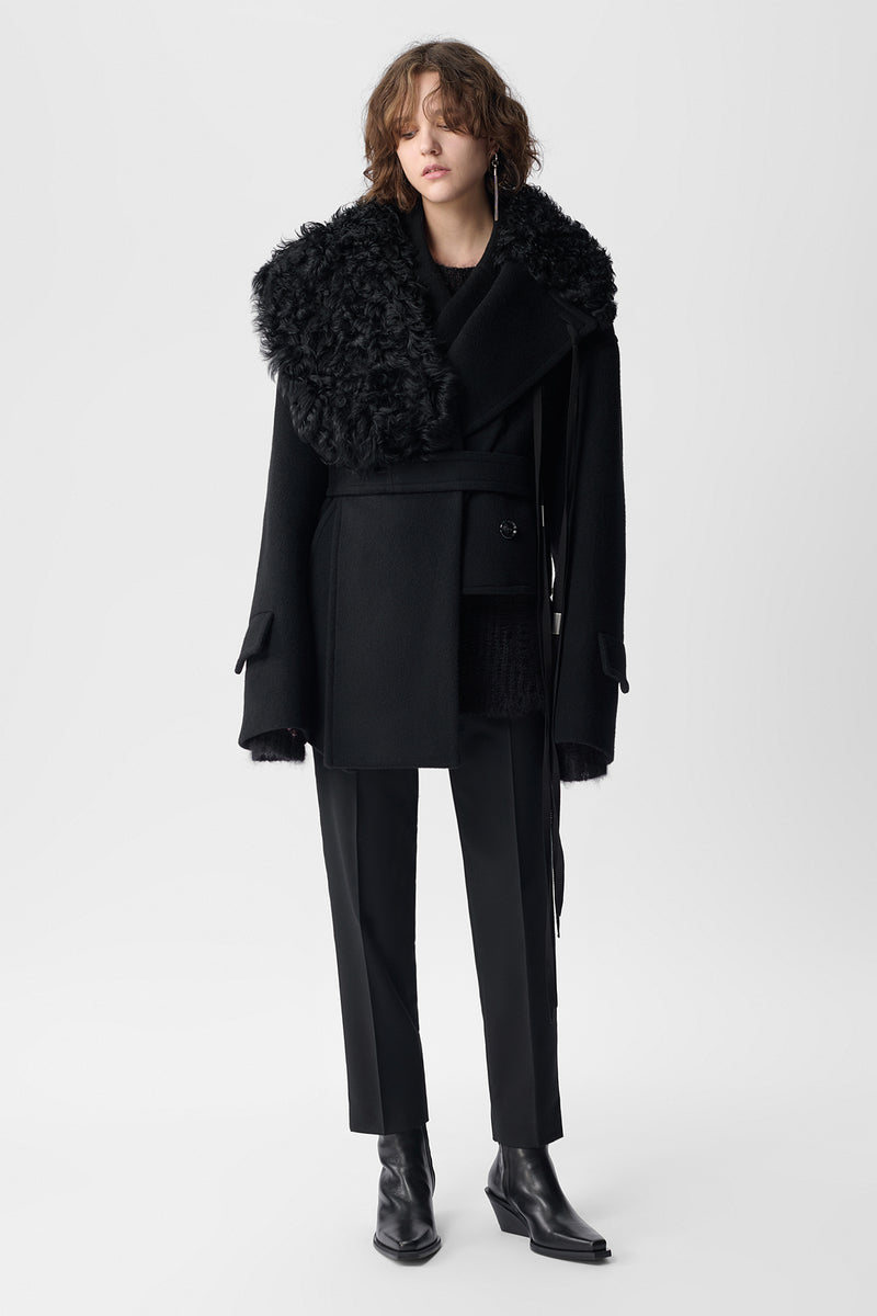 Manon Asymmetric Plastron With Fur Collar