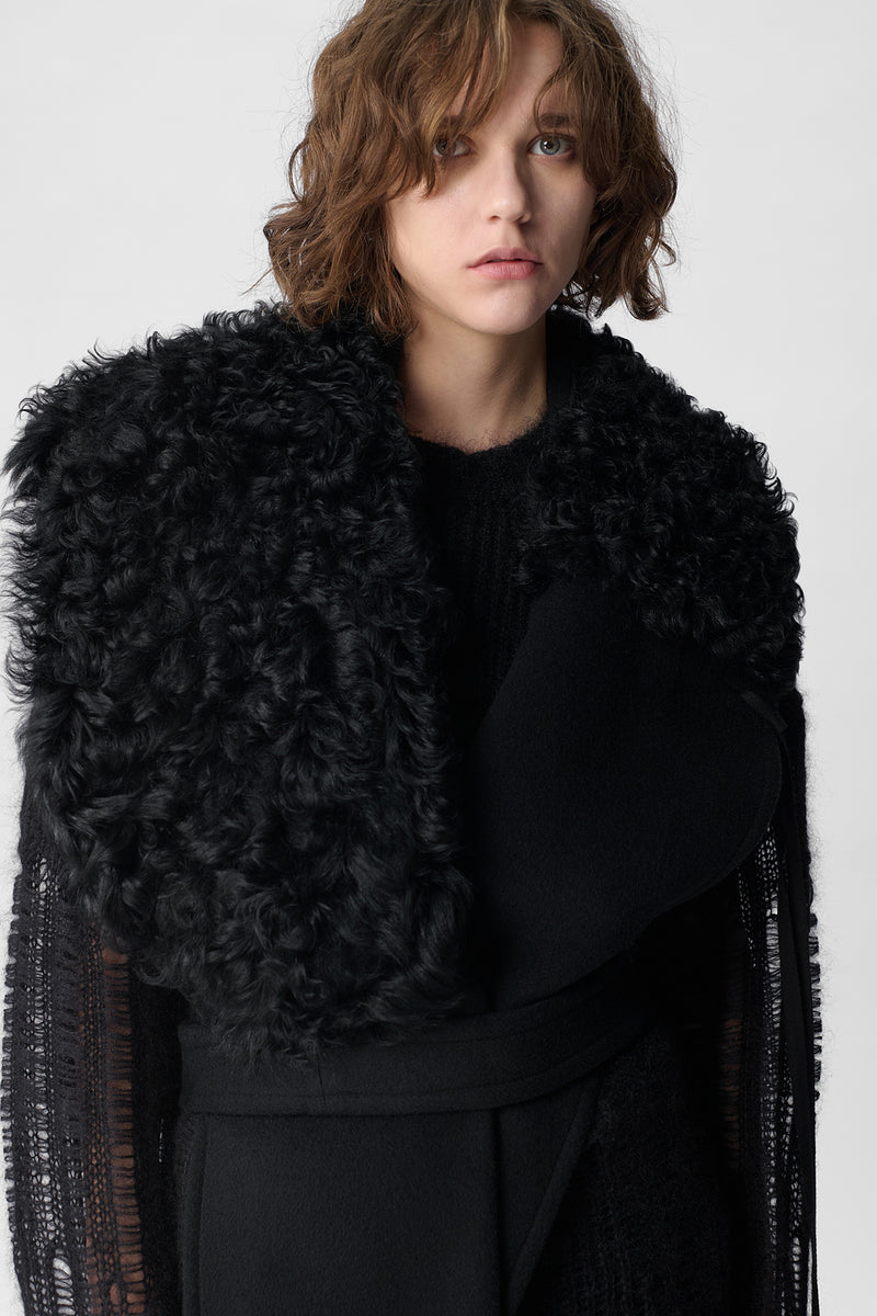 Manon Asymmetric Plastron With Fur Collar