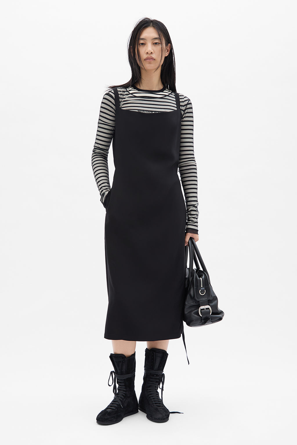 Oke Wrinkled Cropped Long Sleeve Top