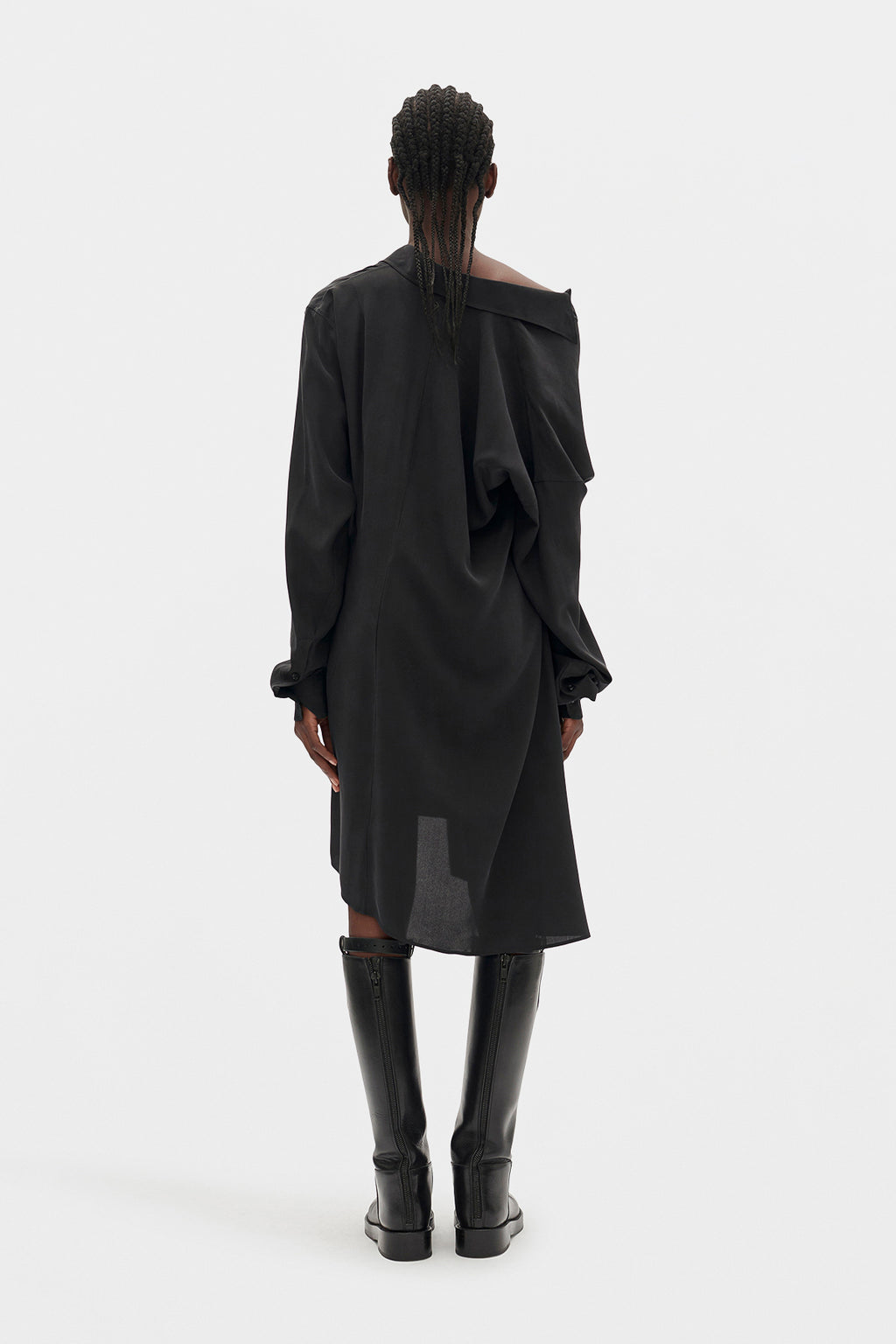 فستان قميص هالينا بكتف متساقط 