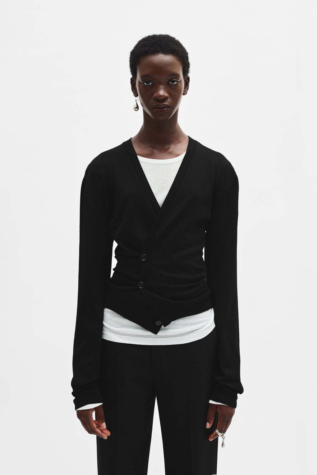 Zofia Asymmetric Spliced Cardigan