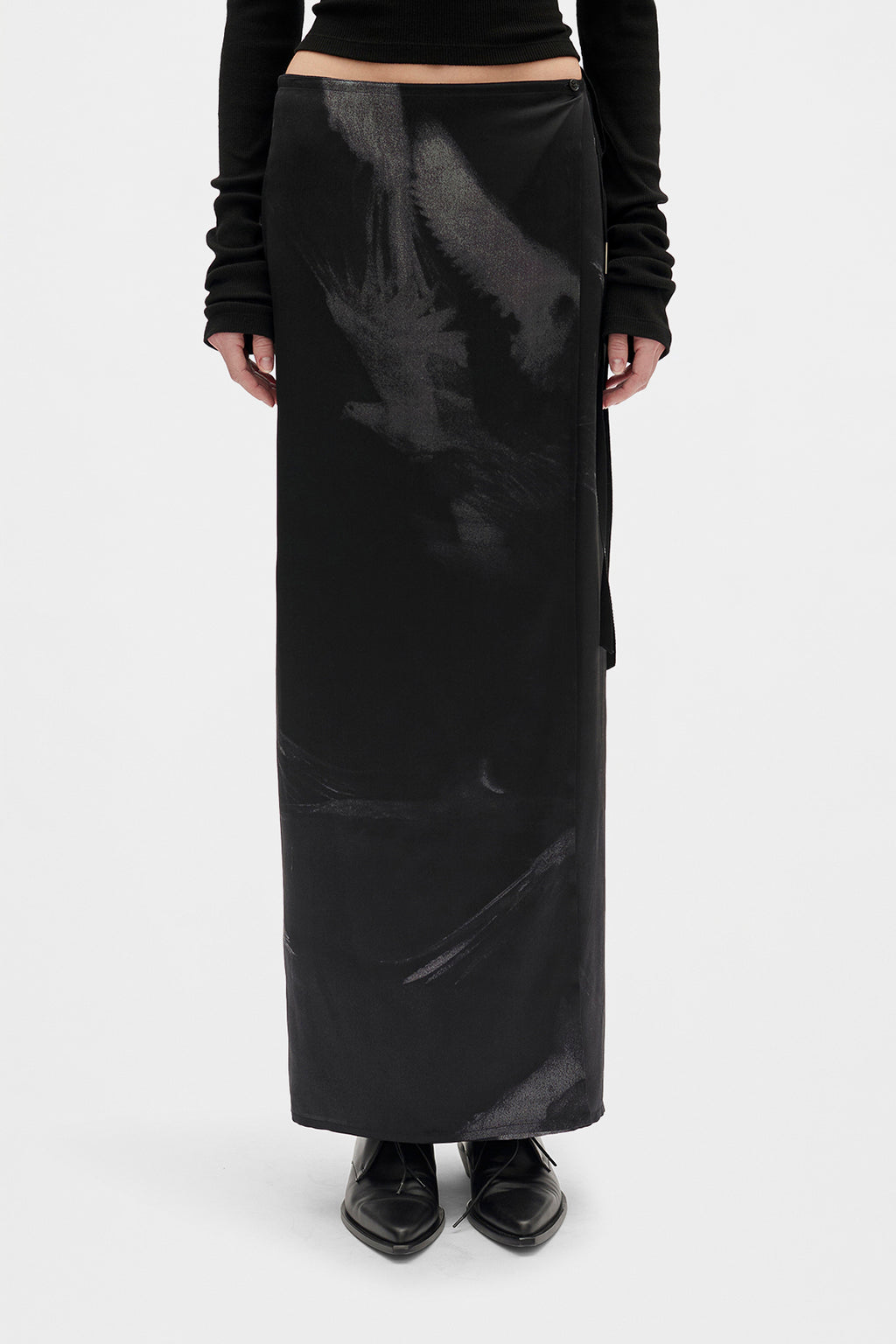 Oku Printed Long Wrap Skirt