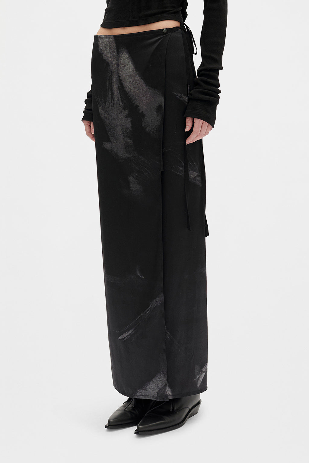 Oku Printed Long Wrap Skirt