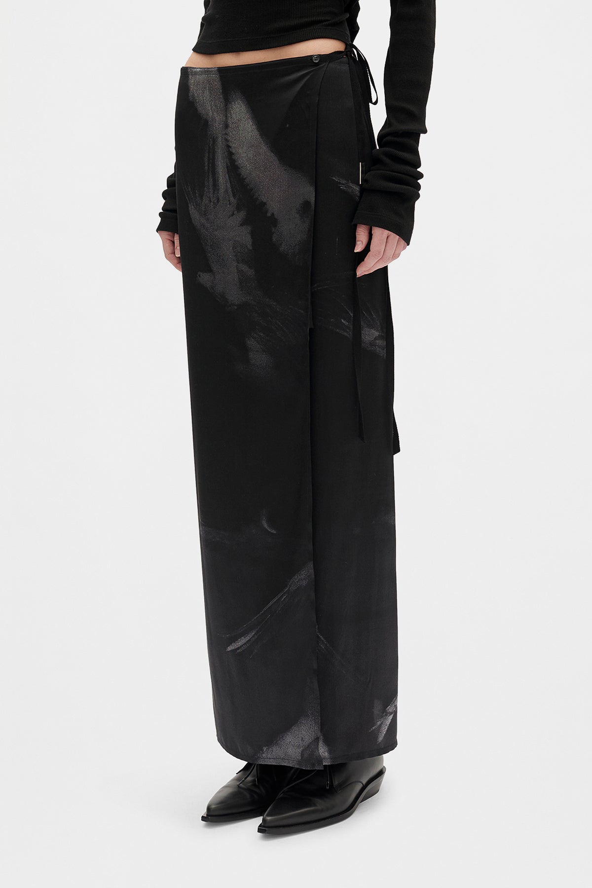 Oku Printed Long Wrap Skirt