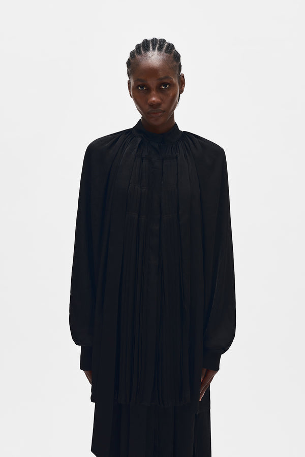 Likki Comfort Pleated Shirt With Detachable Foulard