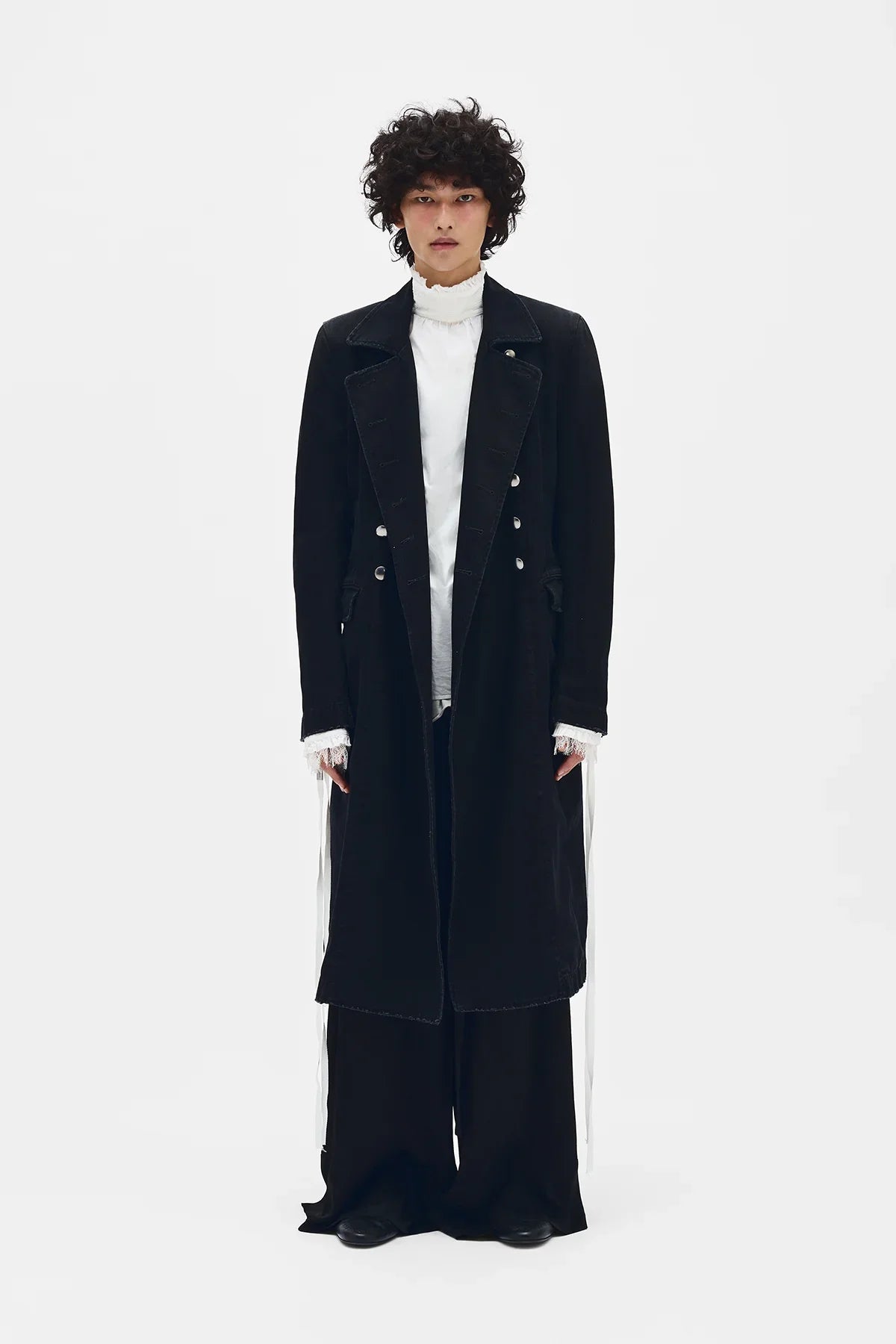 ジャケット・アウター ancellm DOUBLE-BREASTED COAT(BLACK) Women's Double-breasted blazer with coated front | Black