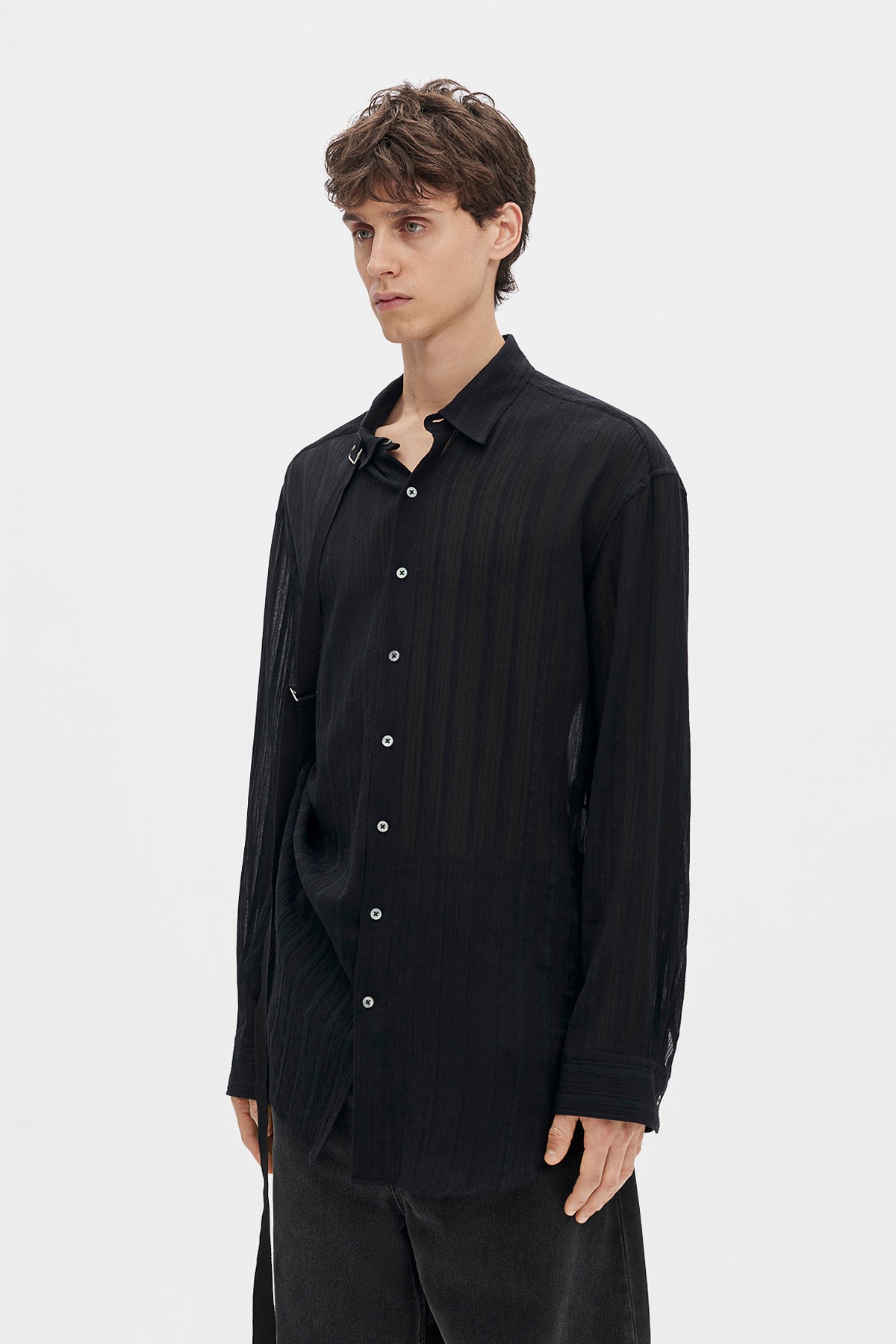 Randolf Dobby Stripe Shirt with Adjustable Strap