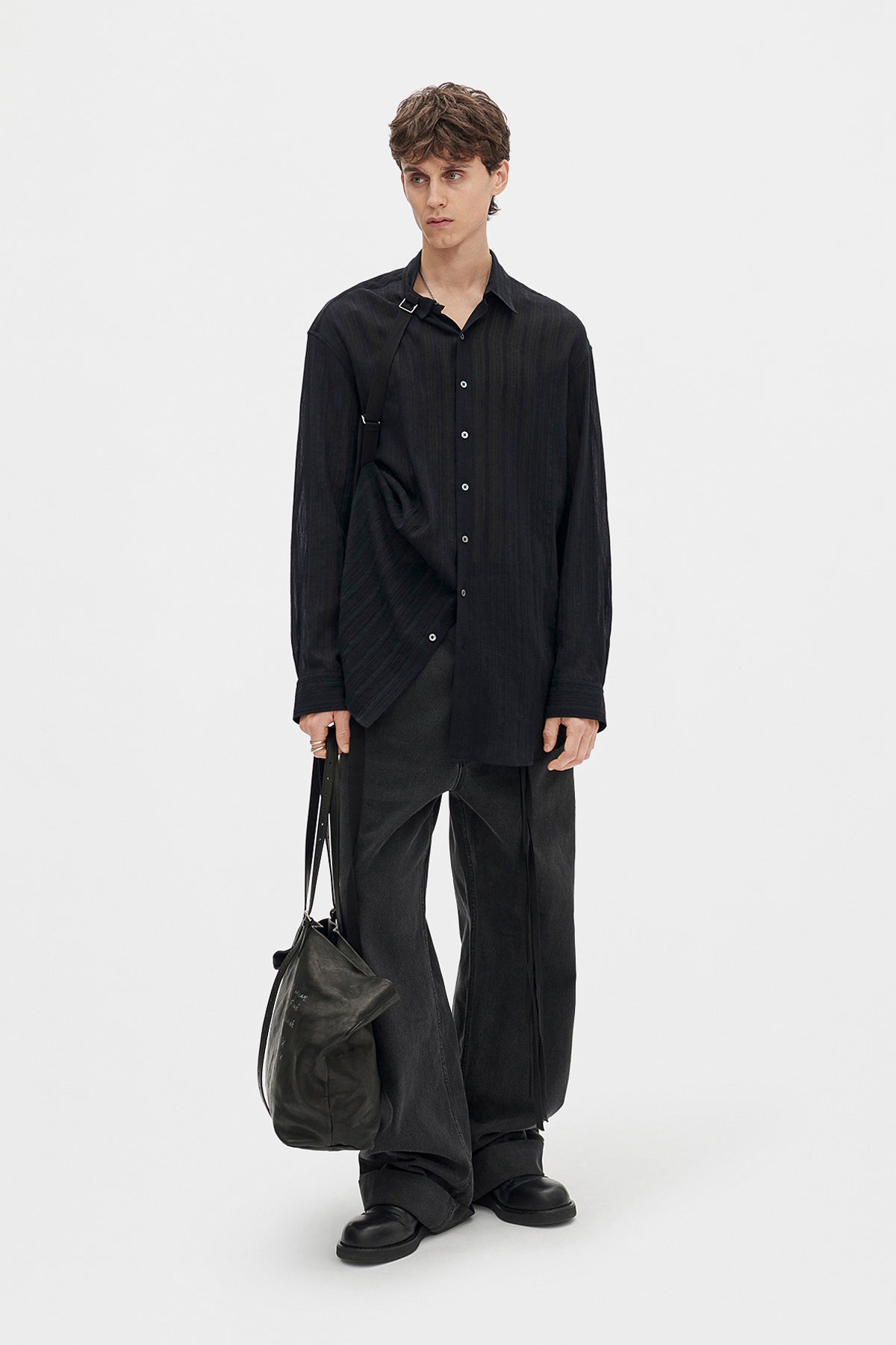 Randolf Dobby Stripe Shirt with Adjustable Strap