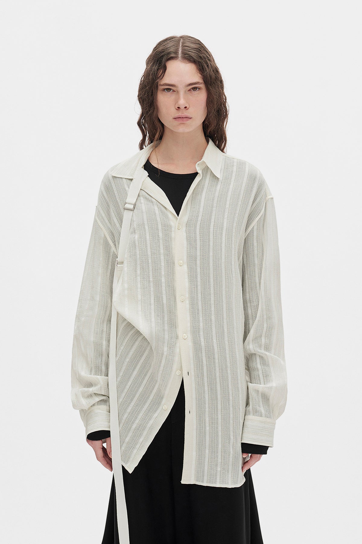 Ebba Dobby Stripe Shirt with Adjustable Strap