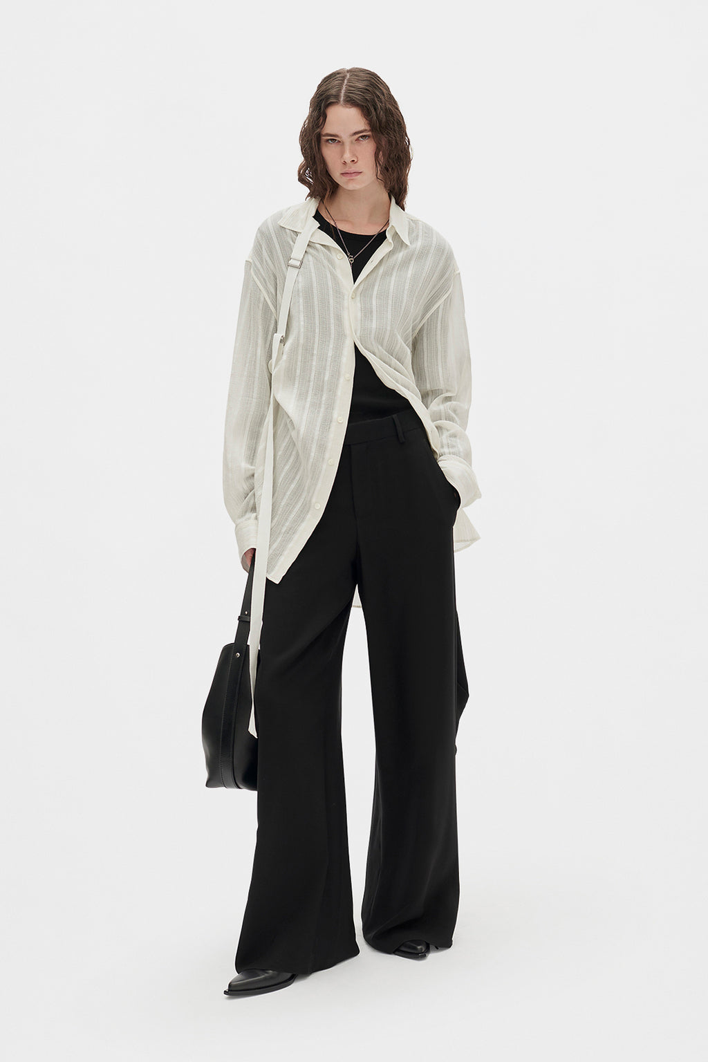 Ebba Dobby Stripe Shirt with Adjustable Strap