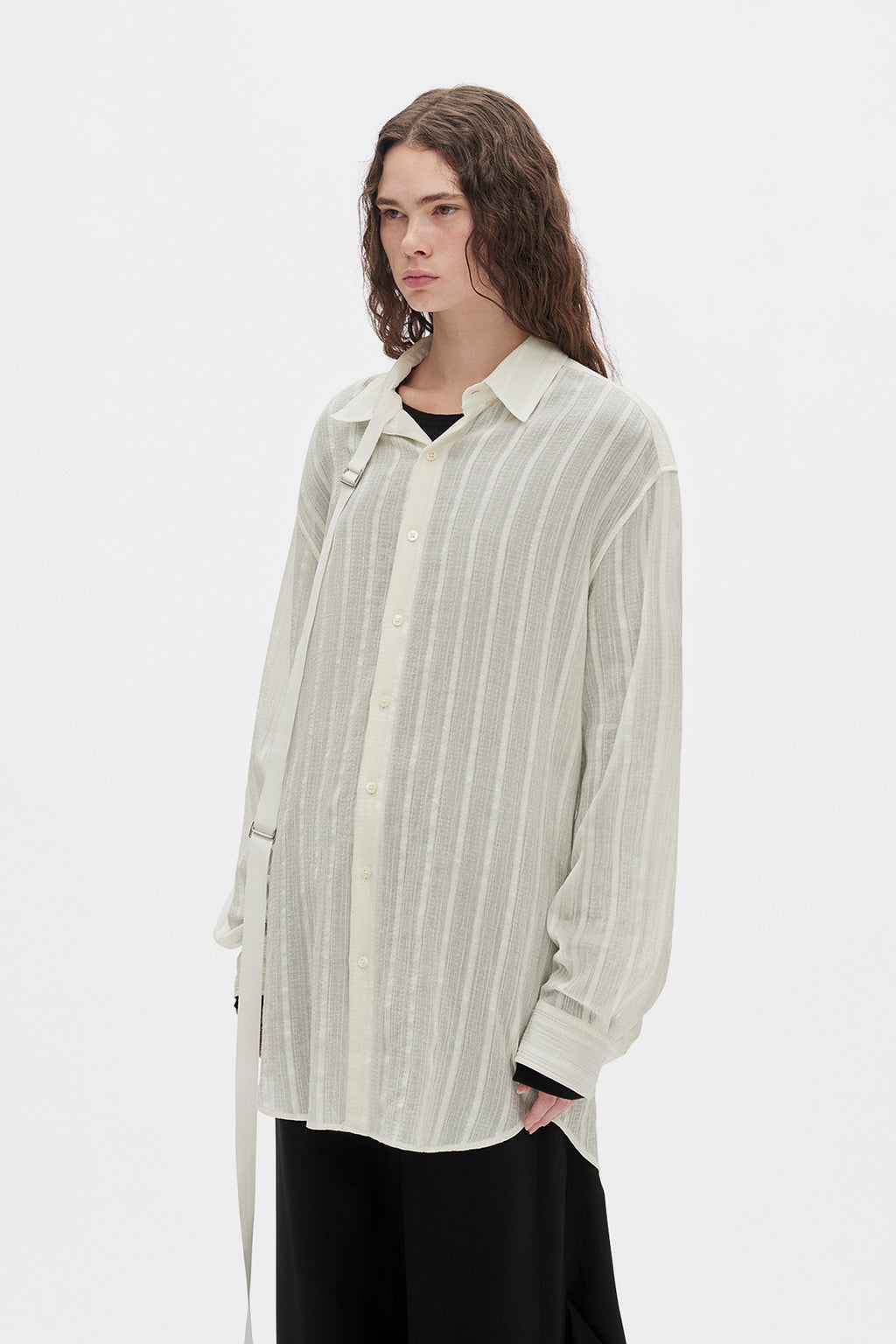 Ebba Dobby Stripe Shirt with Adjustable Strap
