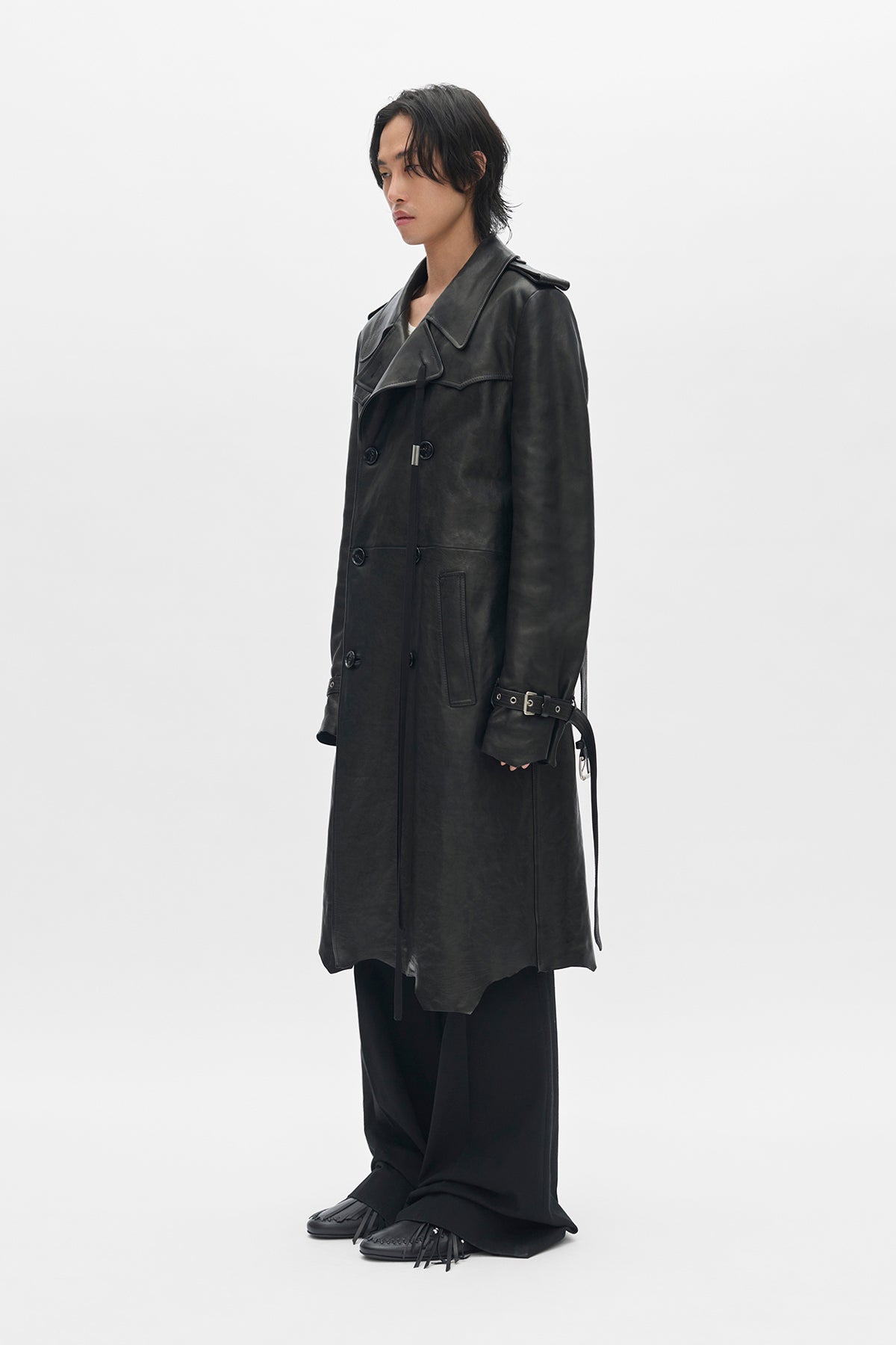 Flupke Double-Breasted Leather Coat – Ann Demeulemeester