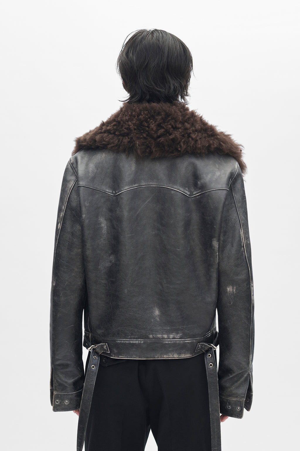 Binus Distressed Shearling Leather Jacket