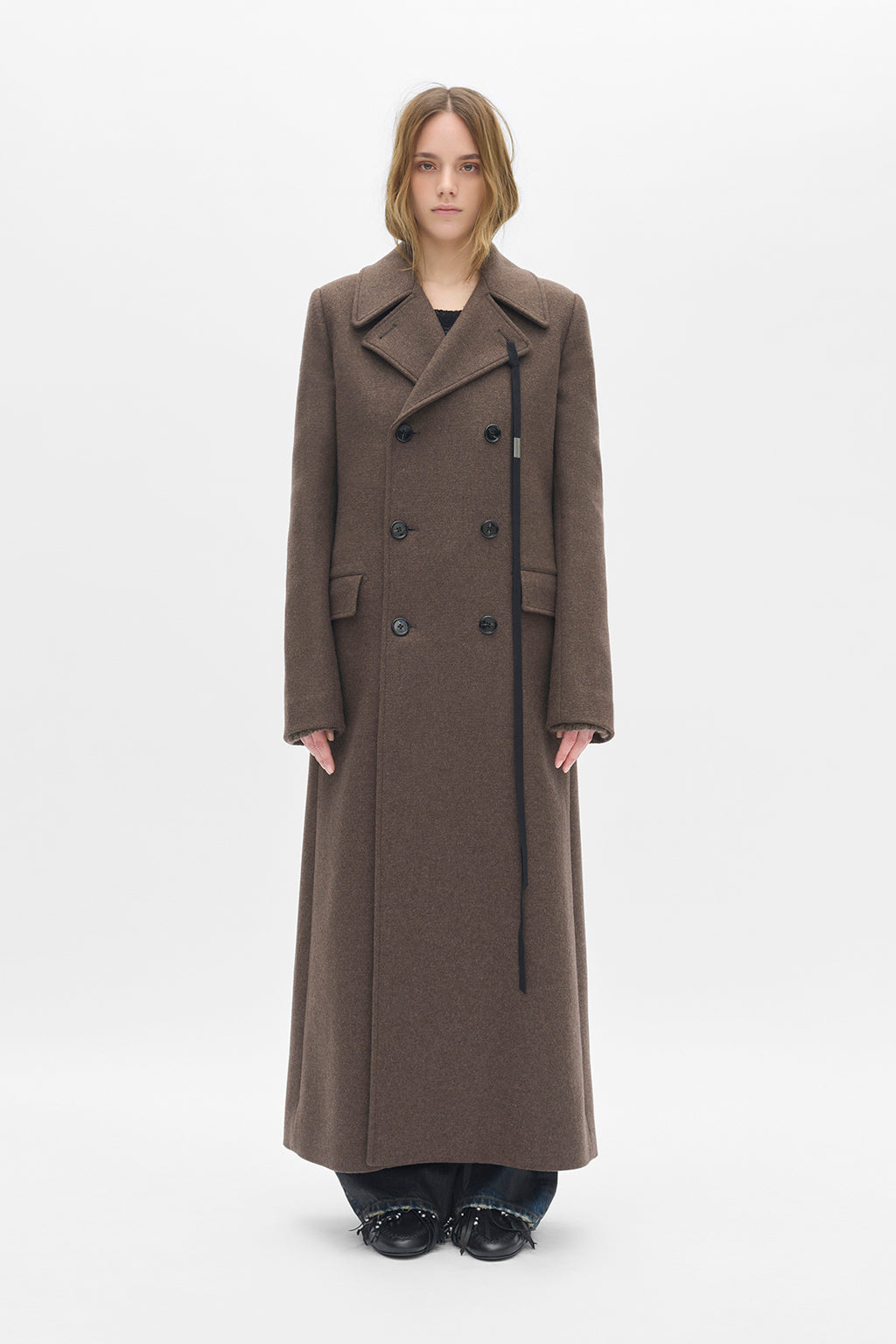 Agniet Long Fitted Double Breasted Coat