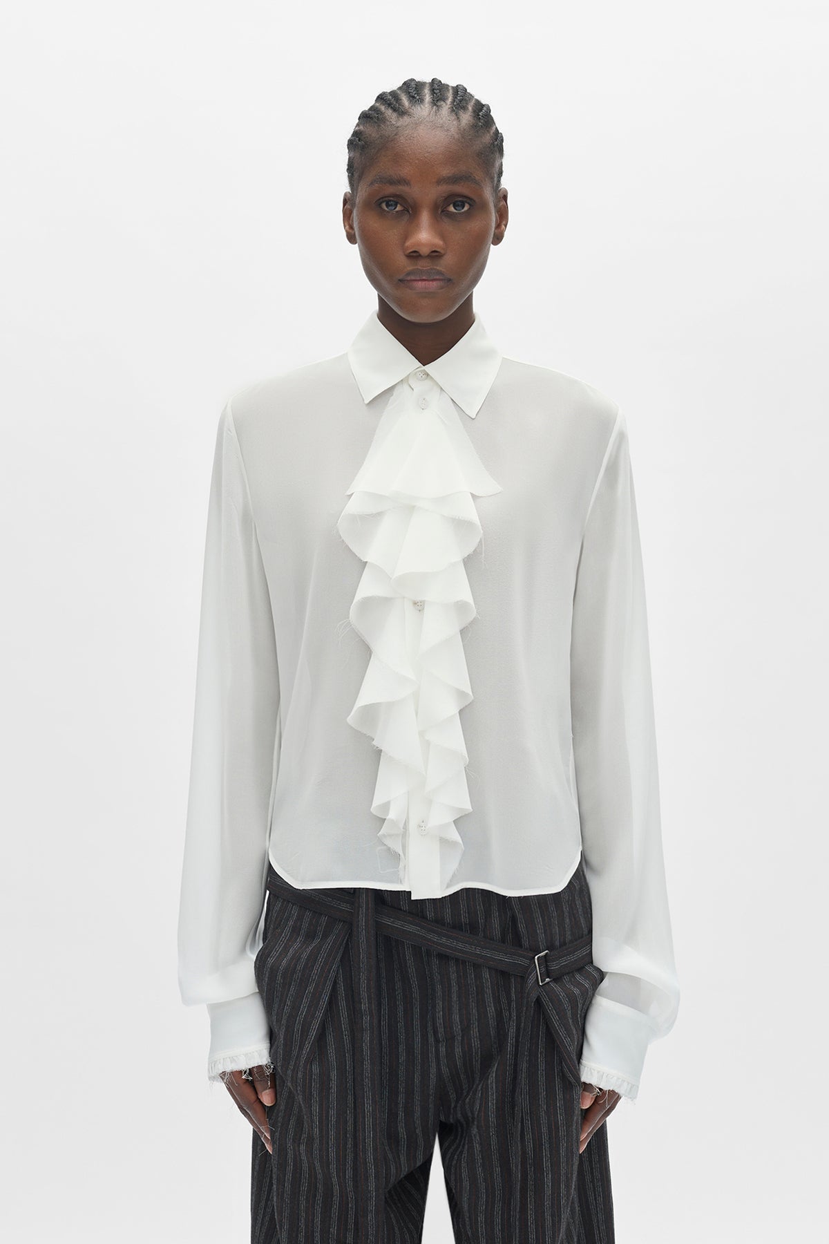 Nare Slim Fit Ruffle Shirt