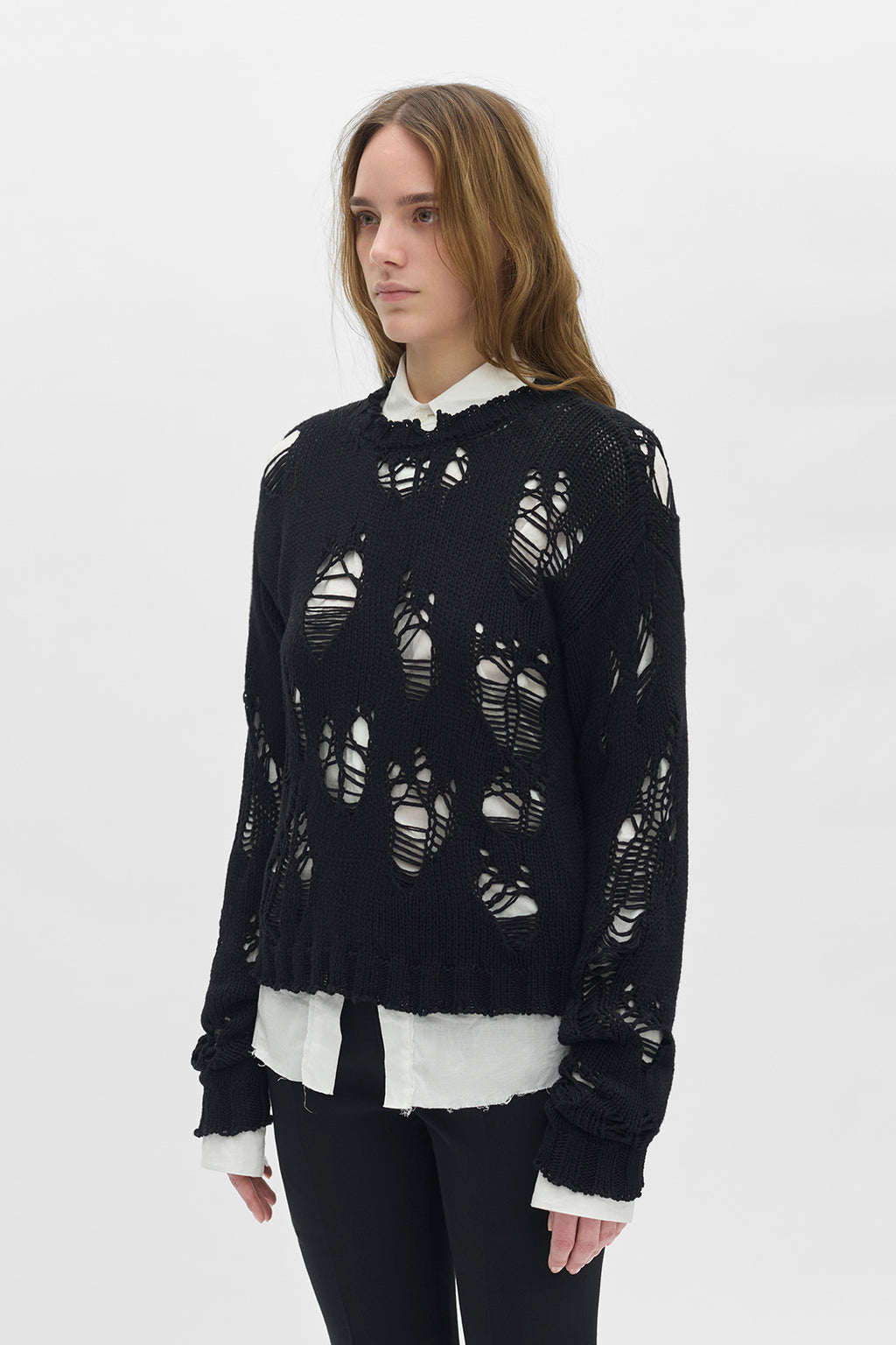Digna Distressed Comfort Crew Neck Sweater