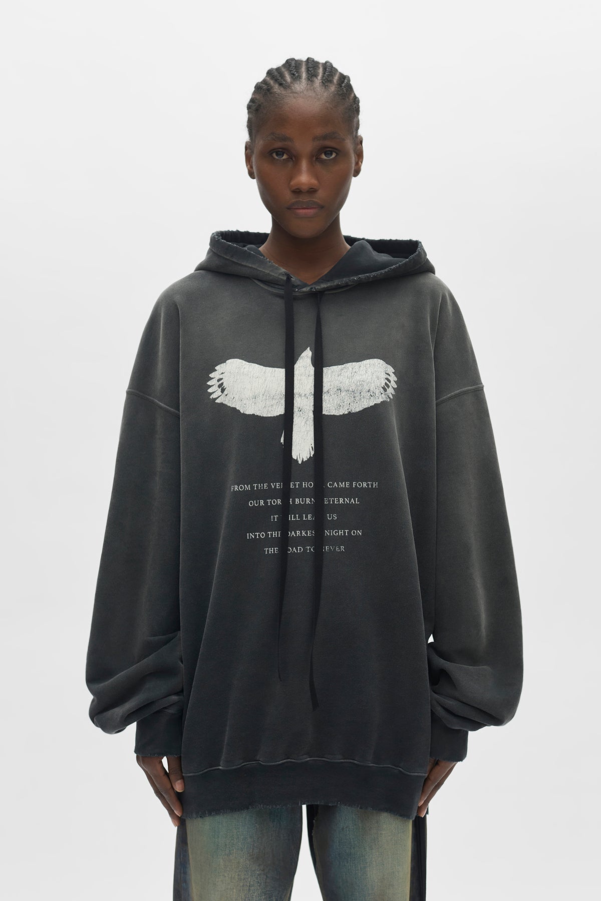 トップス ANN DEMEULEMEESTER hoodie design top Ann Demeulemeester Cotton Drawstring Hoodie | Black | FARFETCH