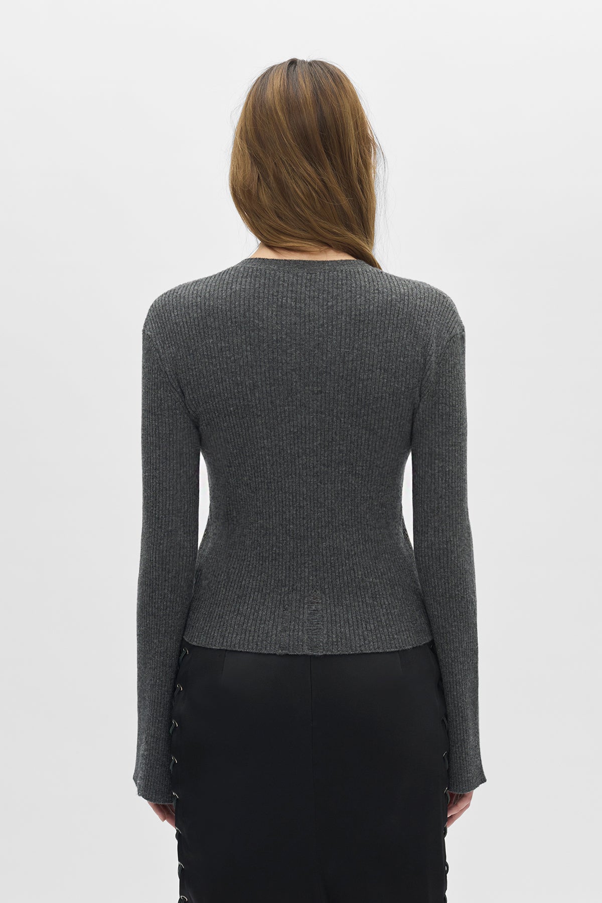 Fanja Cropped Laced Up Serafino Sweater